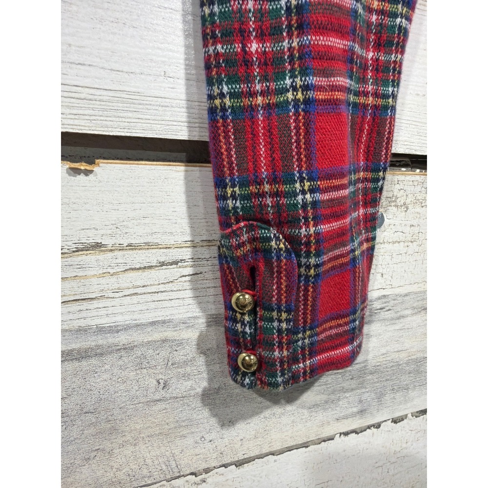 Janie and Jack Plaid Pants Girls 8 Red Tartan Gold Button Holiday EUC - Picture 4 of 4